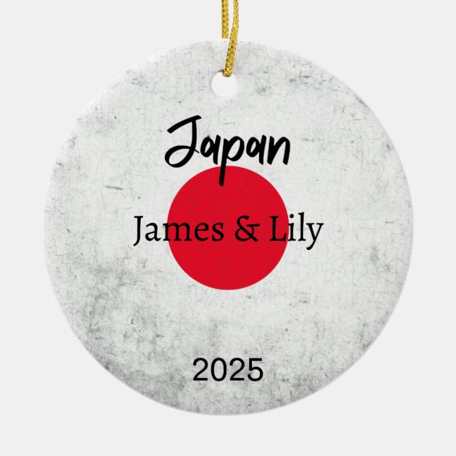 Ornamento De Cerâmica Japão Flag Ornament, Personalizado Japão (Frente)