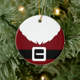 Ornamento De Cerâmica Jaqueta e Cinturão Vermelho do Papai Noel Festivo