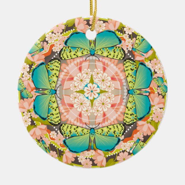 Ornamento De Cerâmica Jardim da Borboleta (Frente)