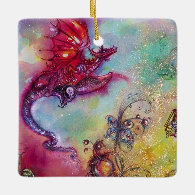 ORNAMENTO DE CERÂMICA JARDIM DAS SOMBRAS PERDIDAS - DRAGÃO VERMELHO VOAN (Frente)