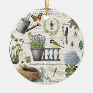 Ornamento De Cerâmica Jardim de flores da fazenda francesa do Modern Vin