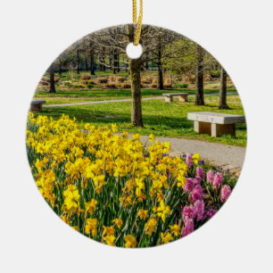 Ornamento De Cerâmica Jardim de Flores da Temporada da Primavera