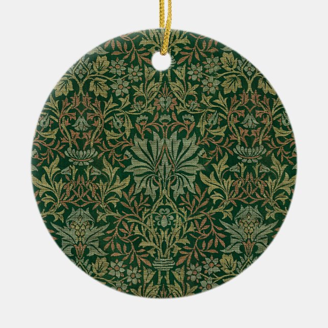 Ornamento De Cerâmica Jardim de Flores de William Morris -Verdes (Frente)