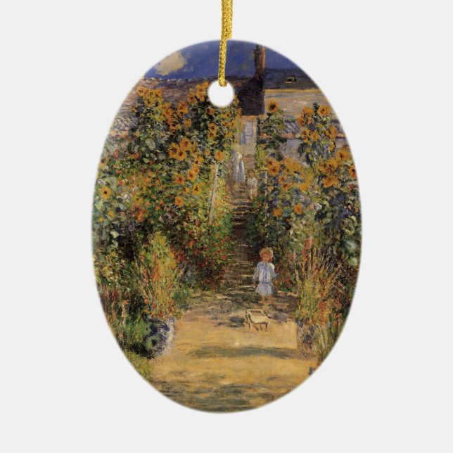 Ornamento De Cerâmica Jardim do Artista em Vetheuil por Claude Monet (Frente)