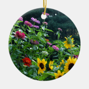 Ornamento De Cerâmica Jardim - girassol, margaridas, cosmos
