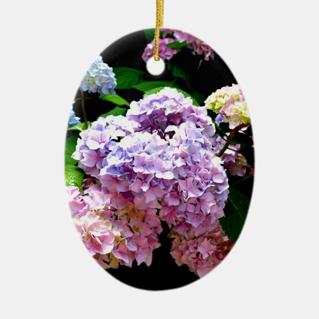 Ornamento De Cerâmica Jardim Hydrangea, rosa, azul, floral roxo (Frente)