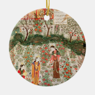 Ornamento De Cerâmica Jardim persa, século XV (w/c no papel)