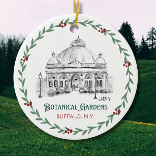Ornamento De Cerâmica Jardins Botânicos Buffalo Ilustrados À Mão