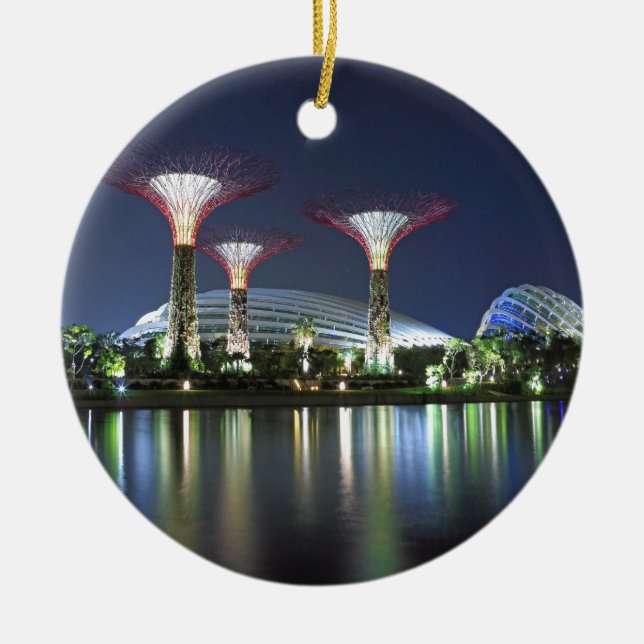 Ornamento De Cerâmica Jardins da Baía de Singapura (Frente)