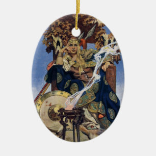 Ornamento De Cerâmica JC Leyendecker Rainha Maeve Guerreira Celta