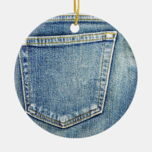 Ornamento De Cerâmica Jeans Denim Pocket Azul estilo Tecido rico