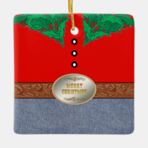 Ornamento De Cerâmica Jeans vermelhos da camisa da fivela de cinto