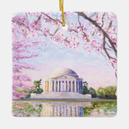 Ornamento De Cerâmica Jefferson Memorial Cherry Blossoms Ornament