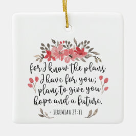 Ornamento De Cerâmica Jeremiah 29 11 - Pelo Que Sei Os Planos - Floral