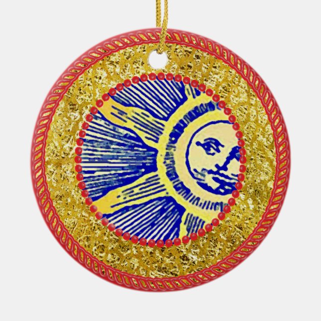 Ornamento De Cerâmica Jesse Tree Sun Ornament #3 (Frente)