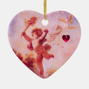 Ornamento De Cerâmica JESTER LOVE,NAMORADOS CUPID MONOGRAMA Pink Ruby