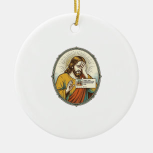 Ornamento De Cerâmica Jesus Adicionou à História em vez de Mensagem Dire