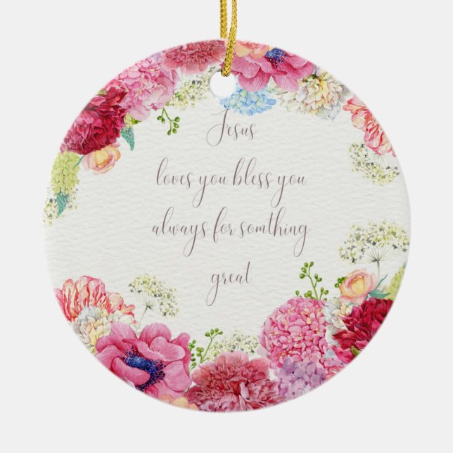 Ornamento De Cerâmica Jesus ama (Frente)