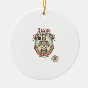 Ornamento De Cerâmica Jesus Ampulheta Paciência Jesus Ampulheta Paciênci