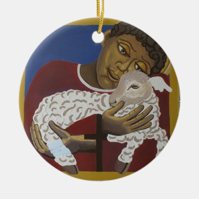 Ornamento De Cerâmica Jesus - Bom pastor (Frente)