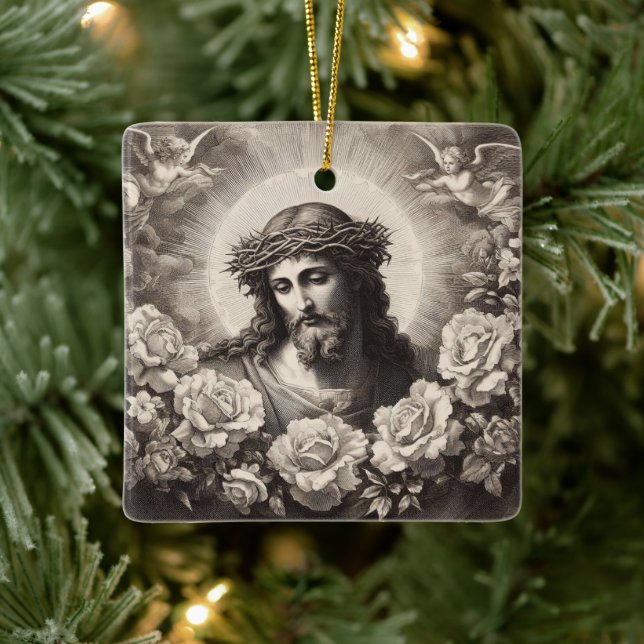 Ornamento De Cerâmica Jesus com a Luz do Sol (Árvore)