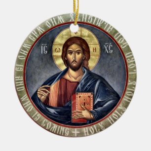 Ornamento De Cerâmica Jesus Cristo, Pantocrator, Senhor de Todos Ícone  