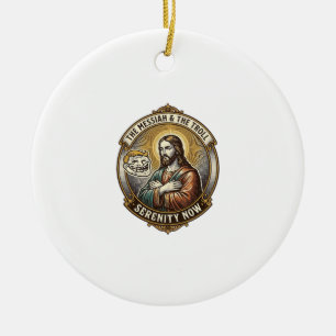 Ornamento De Cerâmica Jesus Cruzando os Braços Emoji de Rosto de Troll d