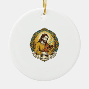 Ornamento De Cerâmica Jesus Derrotado Fumando Torradas Queimadas Cozinha