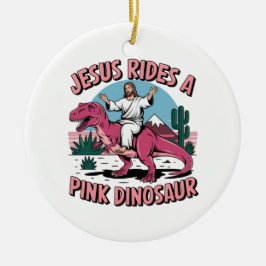 Ornamento De Cerâmica Jesus Engraçado Memes, Jesus Difunde Um Dinossauro