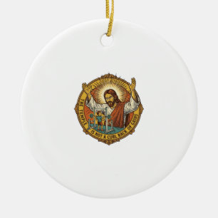 Ornamento De Cerâmica Jesus Flexões de Bíceps Irritado no Rack de Agacha