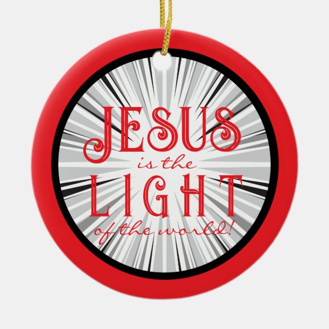 Ornamento De Cerâmica Jesus is the Light Ornament- Red/Black (Frente)