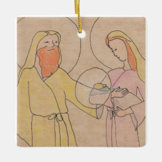 Ornamento De Cerâmica Jesus Joseph and Mary