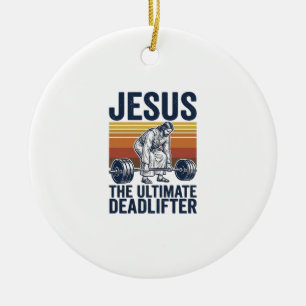 Ornamento De Cerâmica Jesus O Levantador de Peso Definitivo Camiseta de 