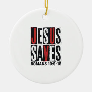 Ornamento De Cerâmica Jesus Salva Romanos 10_9 Camisa Cristã Vintage De