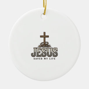Ornamento De Cerâmica Jesus Salvou Minha Vida Engraving Vintage Design C