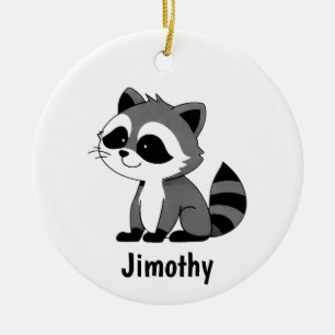 Ornamento De Cerâmica Jimothy Guaxinim Fofo Engraçado Elefante Branco Na