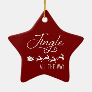 Ornamento De Cerâmica Jingle All The Way Trenó de Papai Noel Vermelho