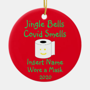 Ornamento De Cerâmica Jingle Bells Personalizado, Cheiros Covid-19