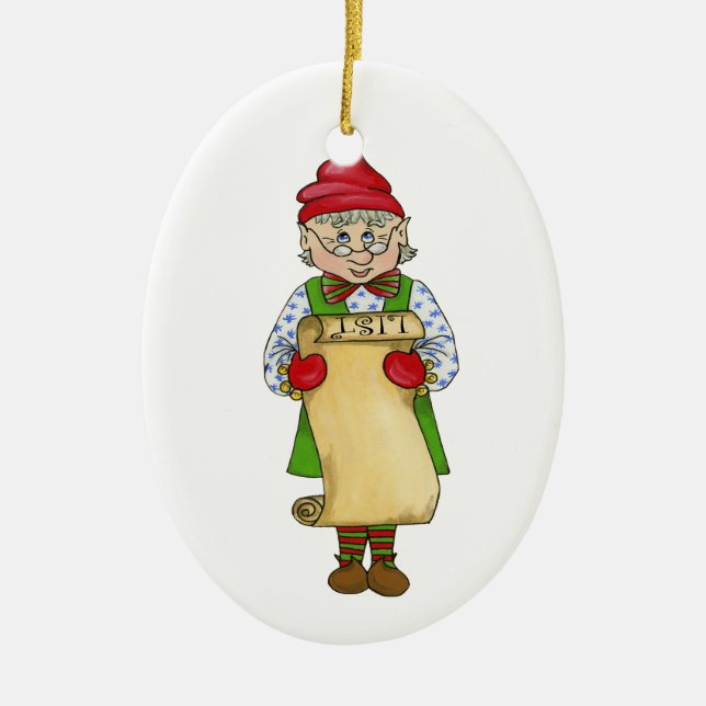 Ornamento De Cerâmica Jingle Elves "Alfred" (Frente)