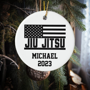 Ornamento De Cerâmica Jiu Jitsu de Natal Personalizado