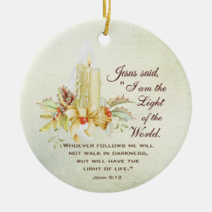 Ornamento De Cerâmica João 8:12 Jesus disse, eu sou a Luz do Mundo