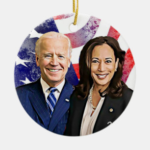 Ornamento De Cerâmica Joe Biden e Kamala Harris 2020 Eleições nos EUA