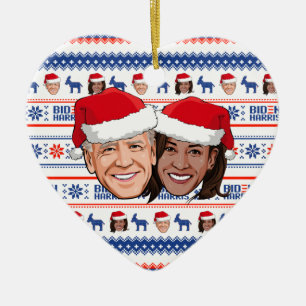Ornamento De Cerâmica Joe Biden e Kamala Harris Natal