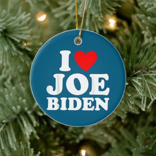Ornamento De Cerâmica Joe Biden Heart Gift | Eu Amo Joe Biden (Árvore)
