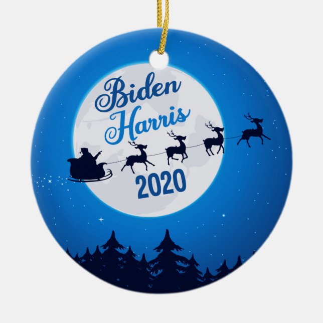 Ornamento De Cerâmica Joe Biden Kamala Harris 2020 Natal (Frente)