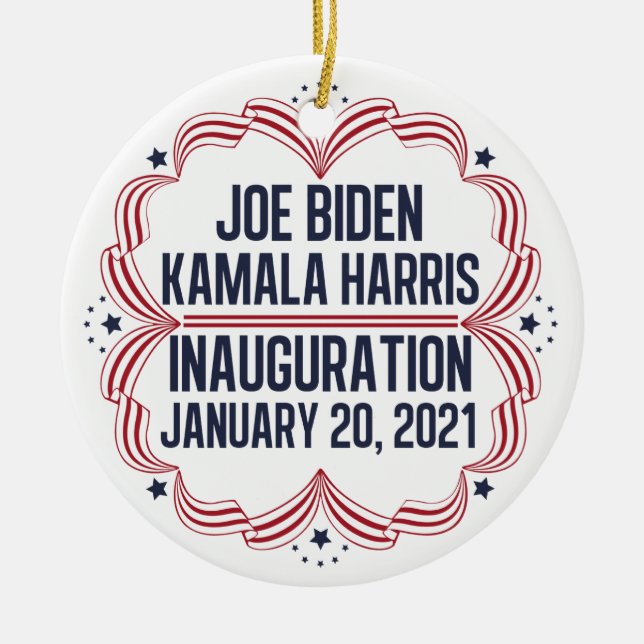 Ornamento De Cerâmica Joe Biden Kamala Harris Inauguração 2021 (Frente)