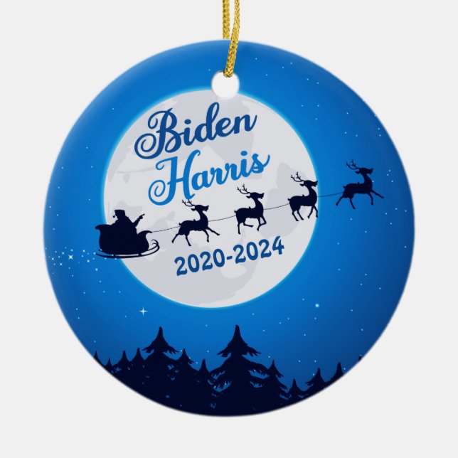 Ornamento De Cerâmica Joe Biden Kamala Harris Reindeer Cerâmica de Natal (Frente)