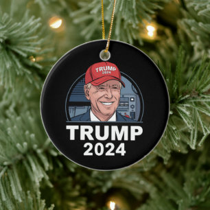 Ornamento De Cerâmica Joe biden Vestindo Um Chapéu De Trump