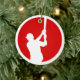 Ornamento De Cerâmica Jogador Branco Vermelho Baseball Personalizado (Tree)