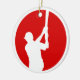 Ornamento De Cerâmica Jogador Branco Vermelho Baseball Personalizado (Lateral)